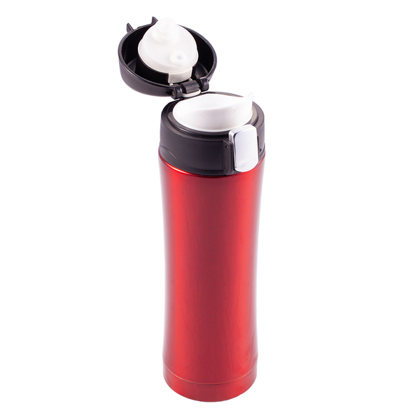 Kubek termiczny Secure 400 ml, czerwony z nadrukiem logo b