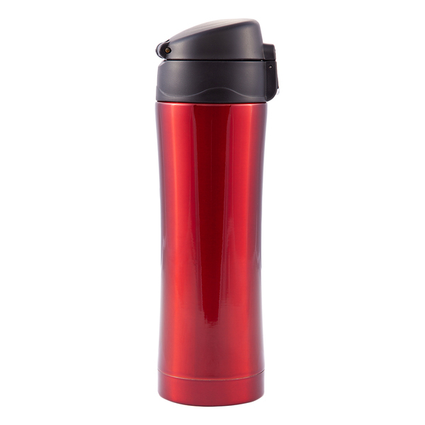 Kubek termiczny Secure 400 ml, czerwony z nadrukiem logo e