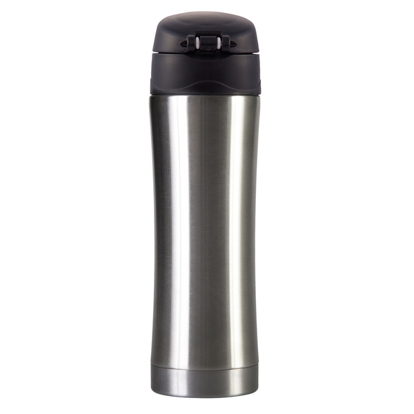 Kubek termiczny Secure 400 ml, srebrny z nadrukiem logo f