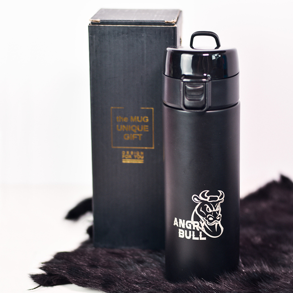 Kubek termiczny Oslo 500 ml, czarny z nadrukiem logo f