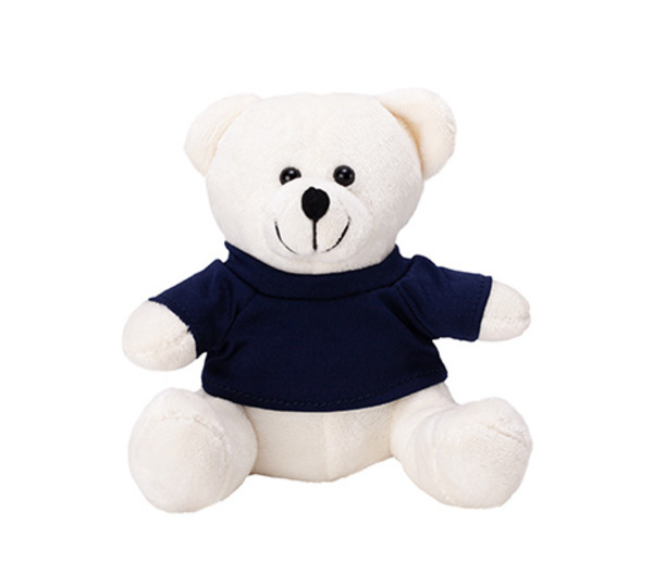 Maskotka Bear, ecru z nadrukiem logo a