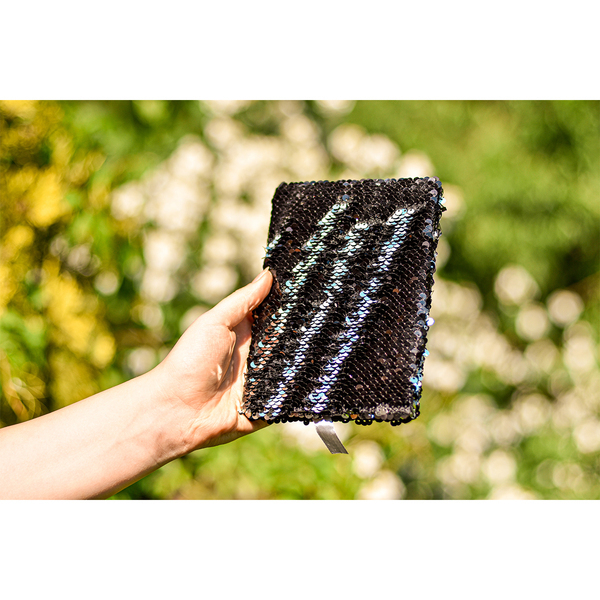 Notes 120x180/80k linia Sequin, czarny z nadrukiem logo g