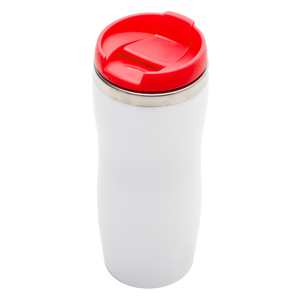 Kubek termiczny Askim 350 ml, czerwony z nadrukiem logo