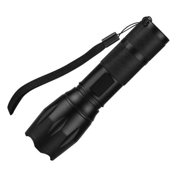 Latarka Bright LED, czarny z nadrukiem logo a