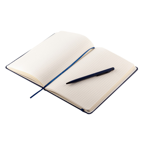 Zestaw notes z długopisem Abrantes, granatowy z nadrukiem logo b