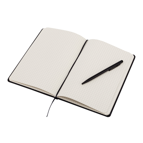 Zestaw notes z długopisem Abrantes, czarny z nadrukiem logo b