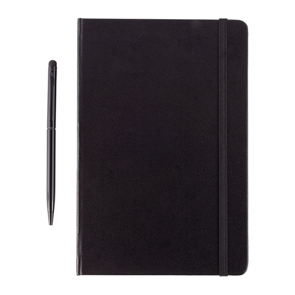 Zestaw notes z długopisem Abrantes, czarny z nadrukiem logo d