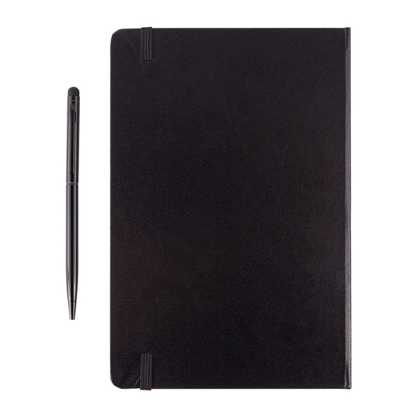Zestaw notes z długopisem Abrantes, czarny z nadrukiem logo e