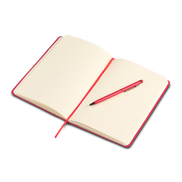 Zestaw notes z długopisem Abrantes, czerwony z nadrukiem logo c