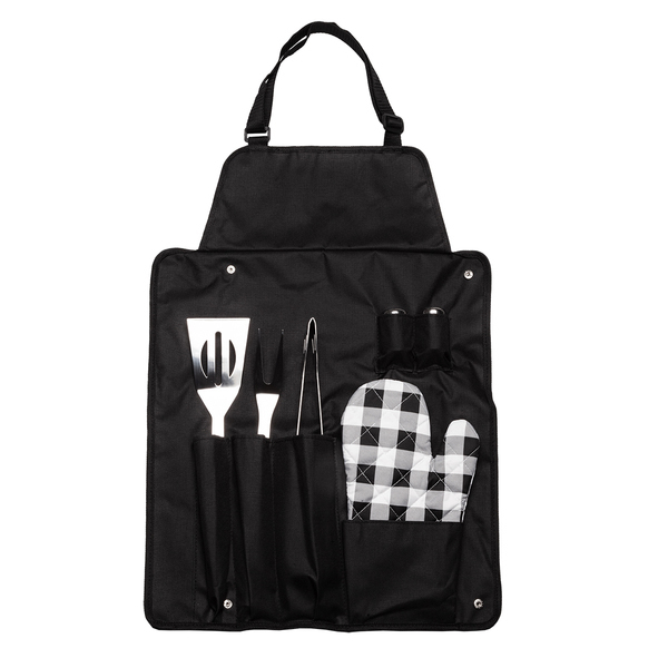 Fartuch grillowy Steakout, czarny z nadrukiem logo c