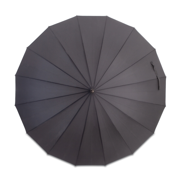 Parasol 16 panelowy Thun, czarny z nadrukiem logo a