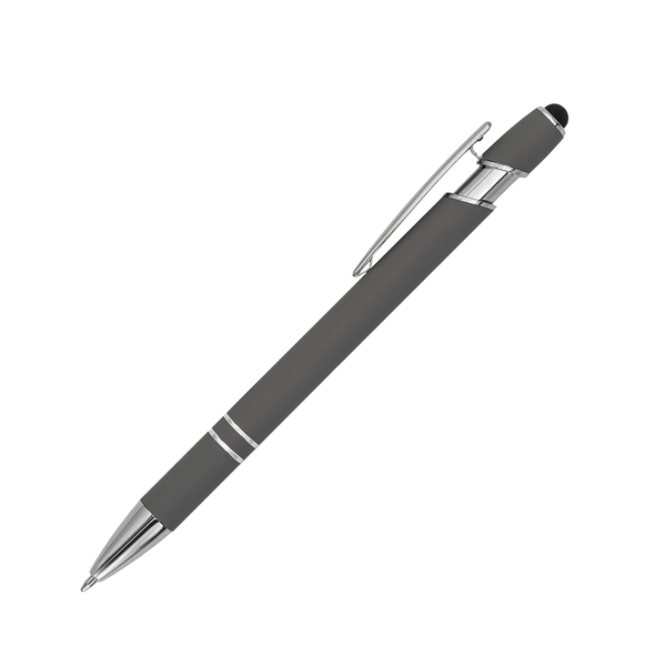 Długopis aluminiowy Softano, szary z nadrukiem logo a