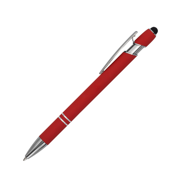 Długopis aluminiowy Softano, czerwony z nadrukiem logo a