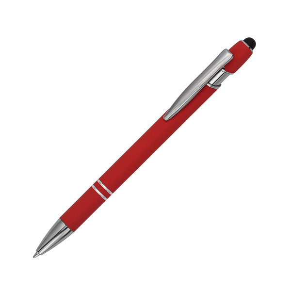 Długopis aluminiowy Softano, czerwony z nadrukiem logo b