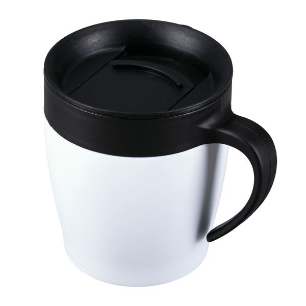 Kubek z uchem Chillout 350 ml, biały z nadrukiem logo