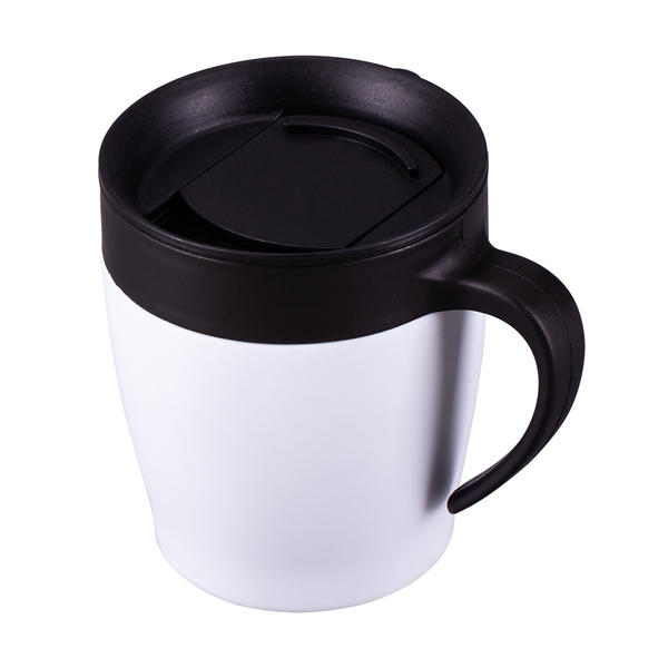 Kubek z uchem Chillout 350 ml, biały z nadrukiem logo a