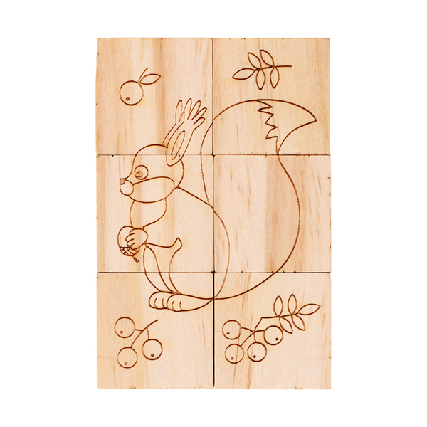 Drewniane klocki Animal World, beżowy z nadrukiem logo e