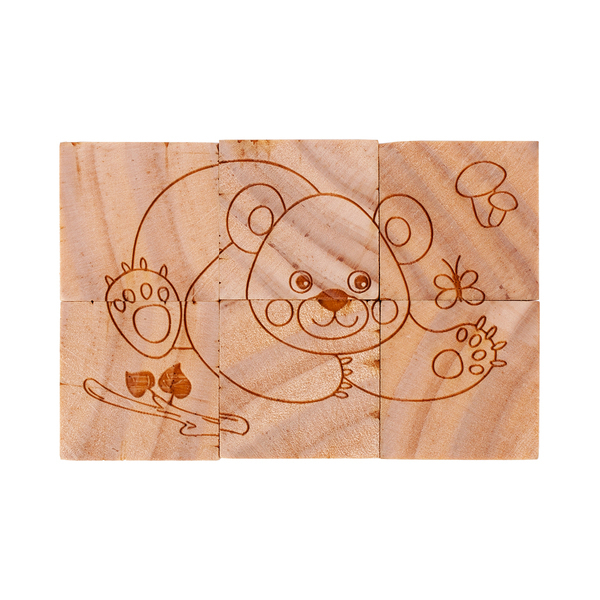 Drewniane klocki Animal World, beżowy z nadrukiem logo g