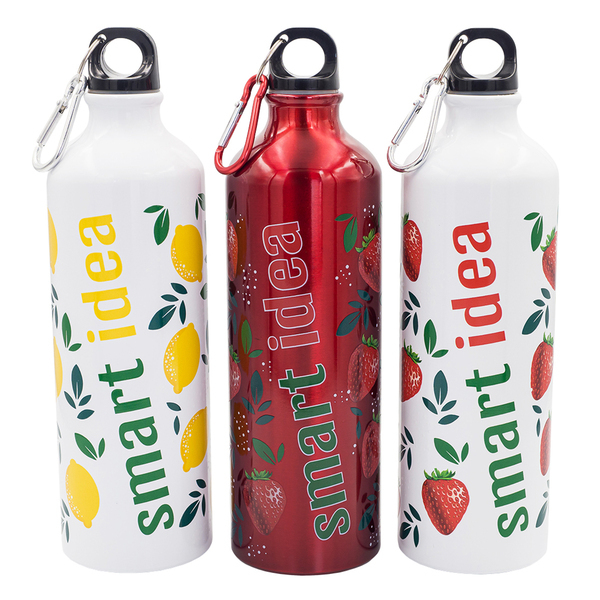 Bidon aluminiowy Easy Tripper 800 ml, czerwony z nadrukiem logo e