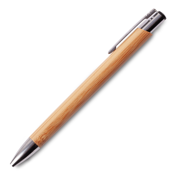 Długopis Vizela w bambusowym etui, brązowy z nadrukiem logo c