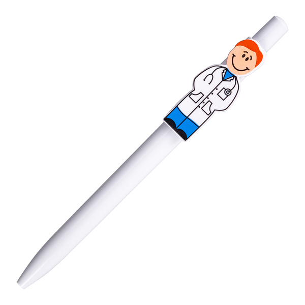 Długopis Medic, biały z nadrukiem logo a