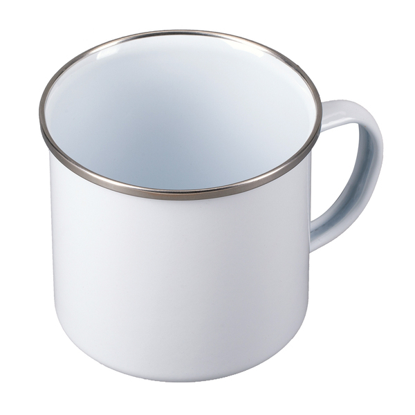 Kubek emaliowany Oldie 500 ml, biały - druga jakość z nadrukiem logo