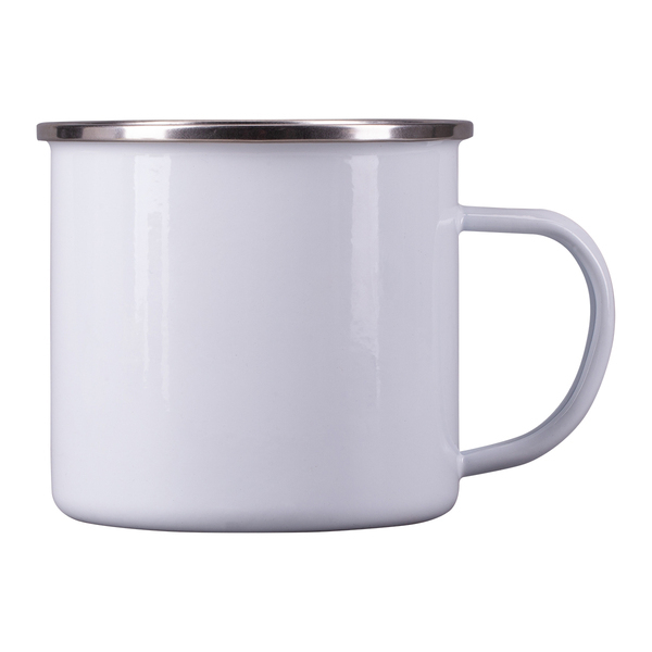 Kubek emaliowany Oldie 500 ml, biały - druga jakość z nadrukiem logo b