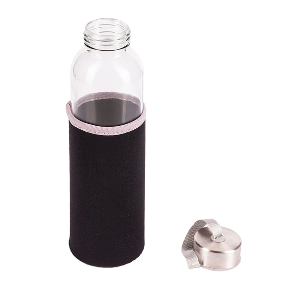 Szklana butelka Vim 500 ml, czarny z nadrukiem logo b