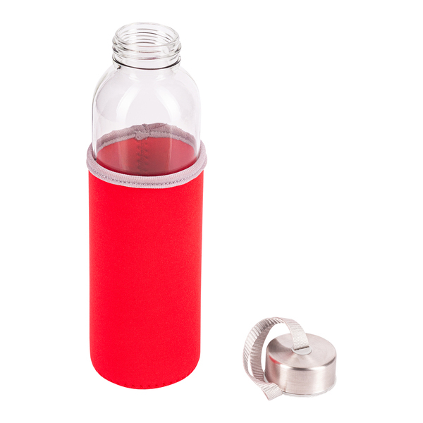 Szklana butelka Vim 500 ml, czerwony z nadrukiem logo a