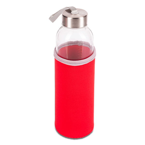 Szklana butelka Vim 500 ml, czerwony z nadrukiem logo b
