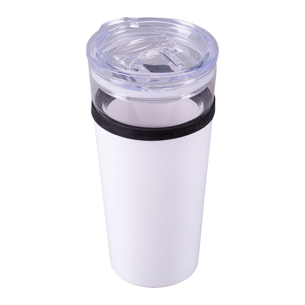 Kubek szklany Alpena 400 ml, biały z nadrukiem logo