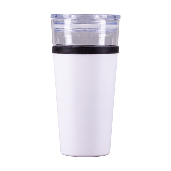 Kubek szklany Alpena 400 ml, biały z nadrukiem logo c