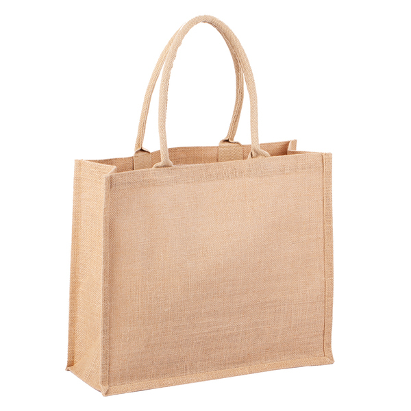 Torba na zakupy z juty Natural Shopper, beżowy z nadrukiem logo - zdjęcie produktu