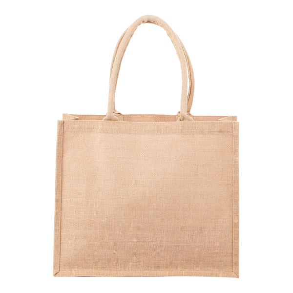 Torba na zakupy z juty Natural Shopper, beżowy z nadrukiem logo a
