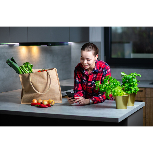 Torba na zakupy z juty Natural Shopper, beżowy z nadrukiem logo c