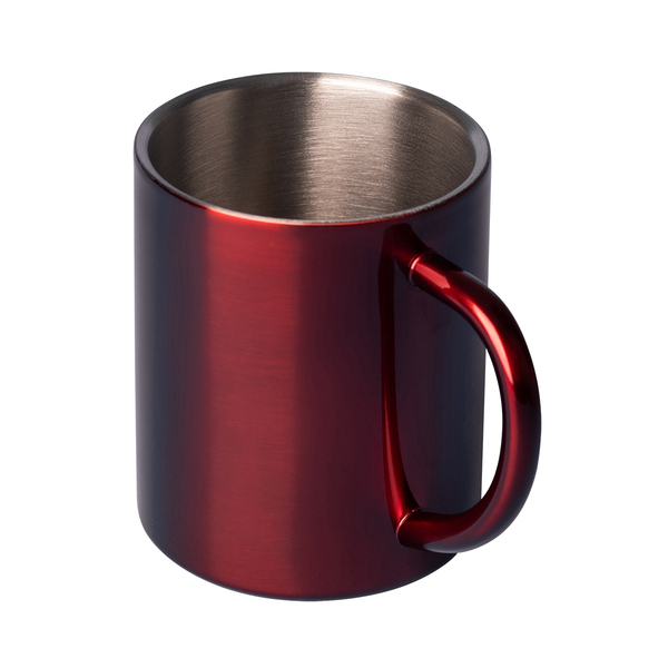 Kubek stalowy Stalwart 300 ml, czerwony z nadrukiem logo