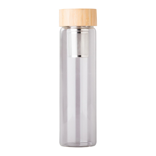 Szklana butelka z zaparzaczem herbaty Gourmet 600 ml, granatowy z nadrukiem logo c
