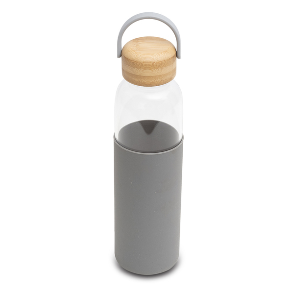 Szklana butelka Refresh 560 ml, szary z nadrukiem logo b