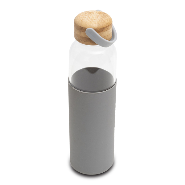 Szklana butelka Refresh 560 ml, szary z nadrukiem logo a