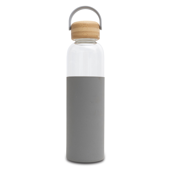 Szklana butelka Refresh 560 ml, szary z nadrukiem logo - zdjęcie produktu