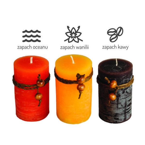Zestaw świec zapachowych, brązowy/żółty z nadrukiem logo a