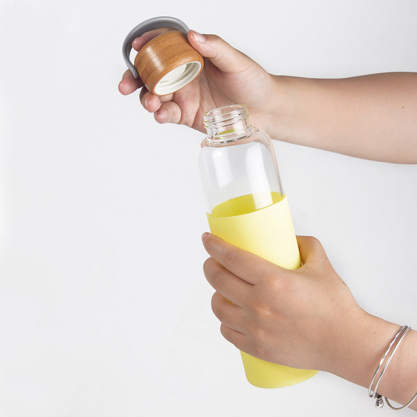 Szklana butelka Refresh 560 ml, żółty z nadrukiem logo d