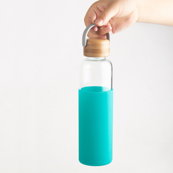Szklana butelka Refresh 560 ml, zielony z nadrukiem logo d