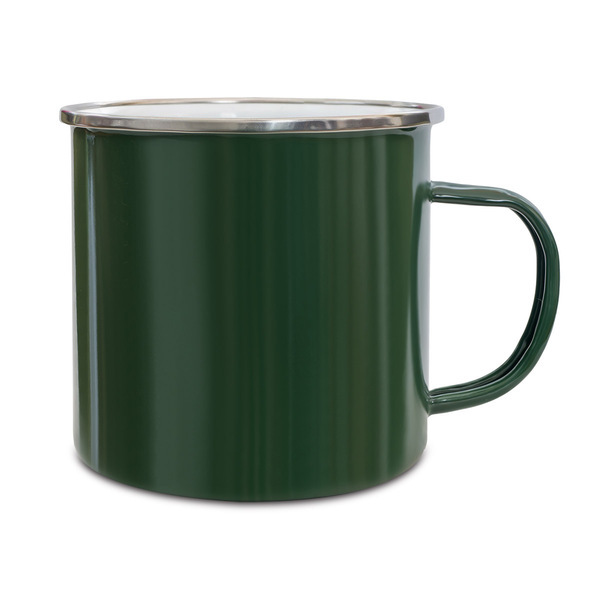 Kubek emaliowany Oldschool 500 ml, zielony z nadrukiem logo b