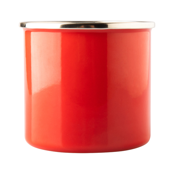 Kubek emaliowany Oldschool 500 ml, czerwony z nadrukiem logo c