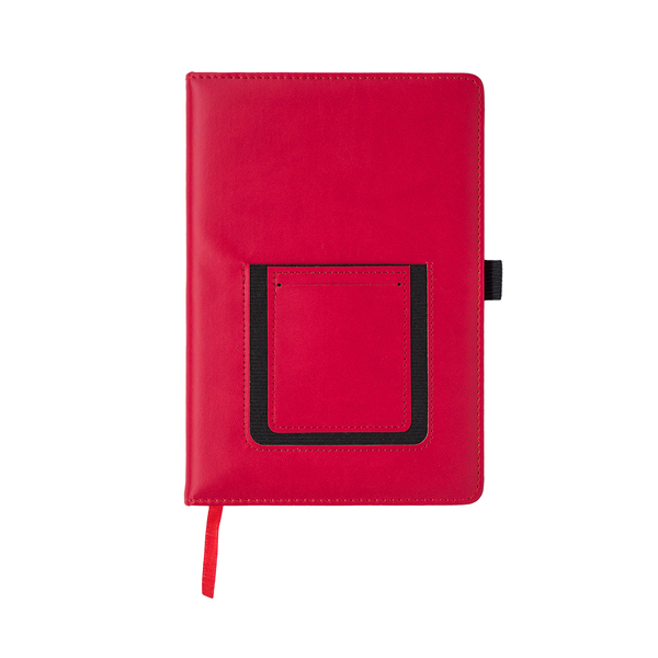 Notes z kieszonką na telefon Eibar, czerwony z nadrukiem logo b