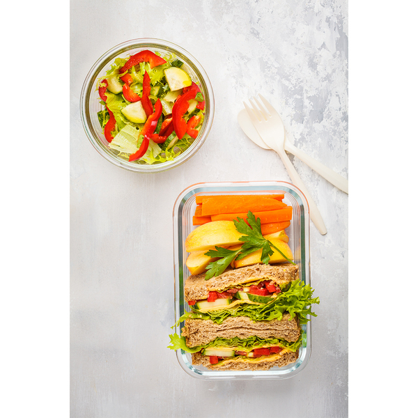 Lunch box Delect 900 ml, biały/transparentny z nadrukiem logo d