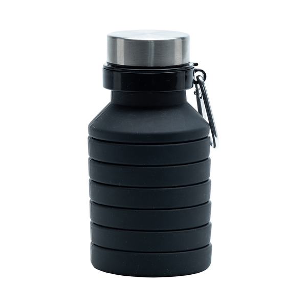 Składany bidon sportowy Makalu 550 ml, czarny z nadrukiem logo