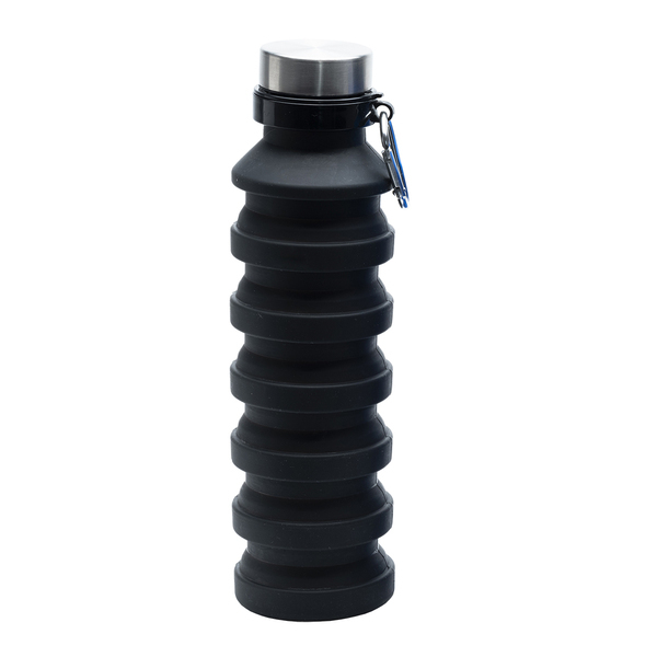 Składany bidon sportowy Makalu 550 ml, czarny z nadrukiem logo b