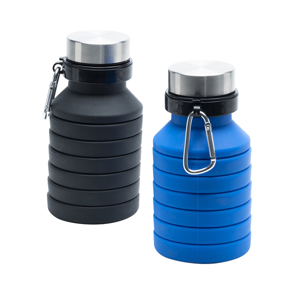 Składany bidon sportowy Makalu 550 ml, czarny z nadrukiem logo e